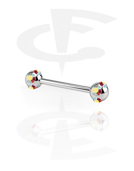 Barbells, Barbell with balls and crystal stones, Surgical Steel 316L
