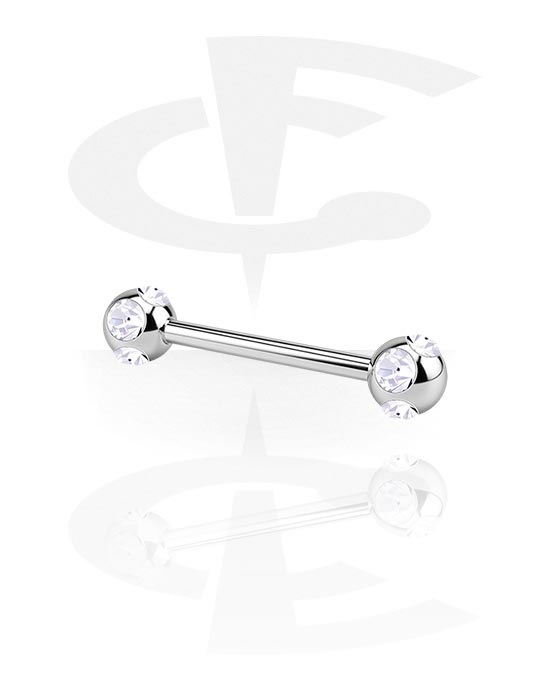 Barbells, Barbell with balls and crystal stones, Surgical Steel 316L
