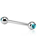 Barbeli, Barbel (kirurško jeklo, srebrn, sijoč zaključek) s/z Bunkice s kristalčkom, Kirurško jeklo 316L