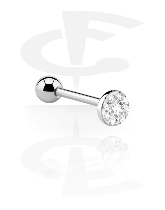 Barbells, Crystaline Jeweled Flat Barbell, Chirurgisch Staal 316L