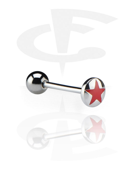 Šipkice, Steel Cast Flat Barbell with Star, Surgical Steel 316L