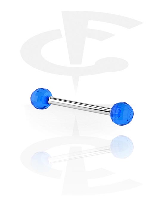 Barbells, Barbell with Faceted Threaded Balls, Surgical Steel 316L, Acryl