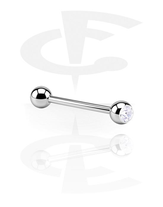 Lige stave, Jeweled Barbell, Surgical Steel 316L