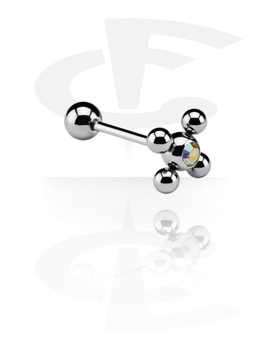 Barbell, Barbell con Jeweled Flower Ball, Chirurgico acciaio 316L