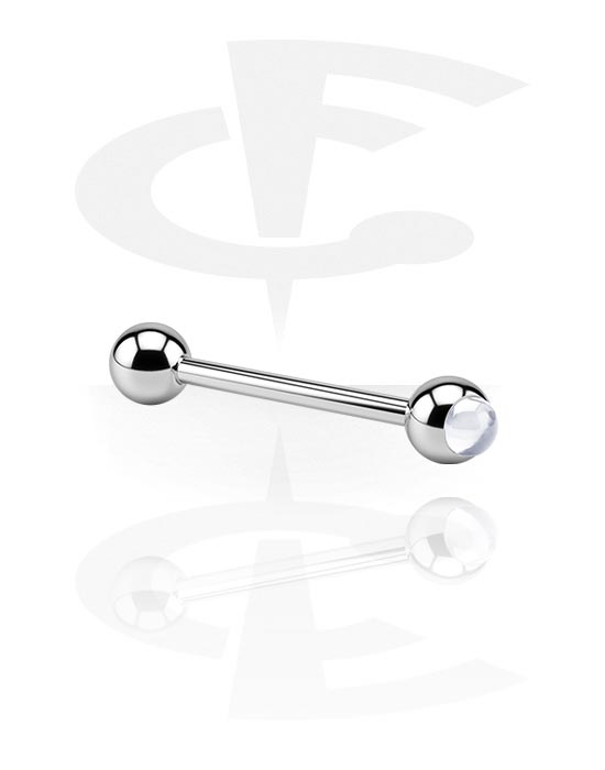 Lige stave, Barbell with Cabochon Balls, Surgical Steel 316L