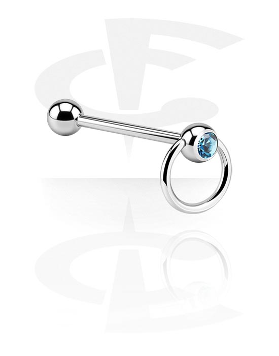 Barbells, Barbell with Jewelled Ring, Surgical Steel 316L