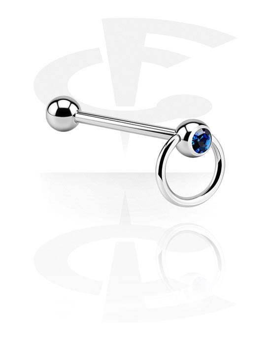 Barbells, Barbell with Jewelled Ring, Surgical Steel 316L