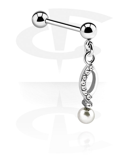Barbells, Barbell with charm and crystal stones, Surgical Steel 316L