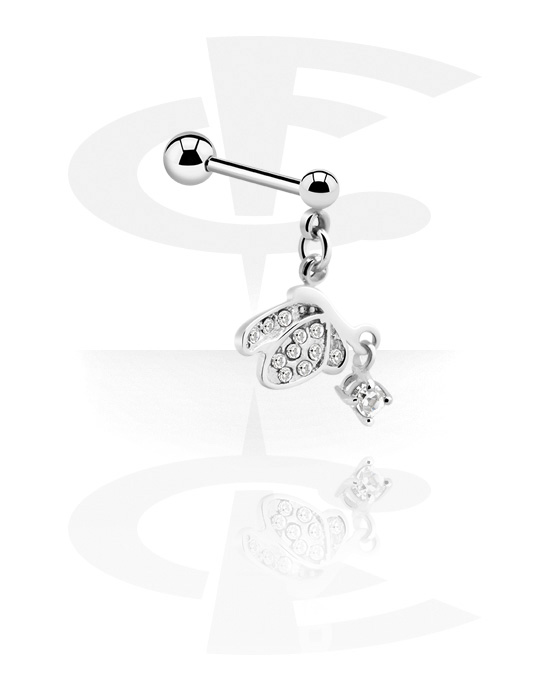Barbells, Barbell with charm and crystal stones, Surgical Steel 316L