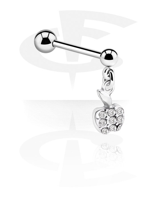 Barbells, Barbell with apple charm and crystal stones, Surgical Steel 316L