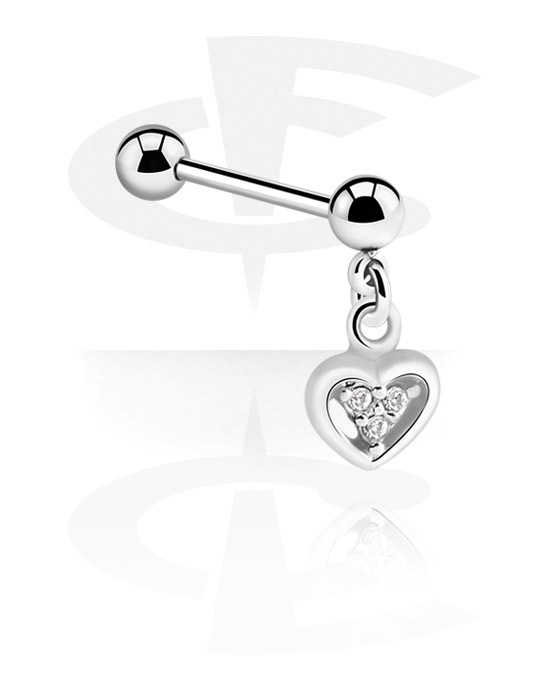 Barbells, Barbell with heart pendant, Surgical Steel 316L