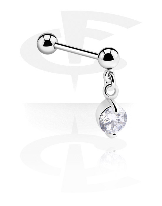 Barbells, Barbell with charm and crystal stone, Surgical Steel 316L
