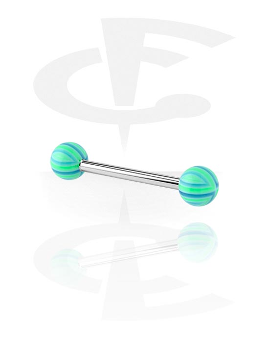 Činky, Barbell with Multistriped Beach Balls, Surgical Steel 316L, Acryl