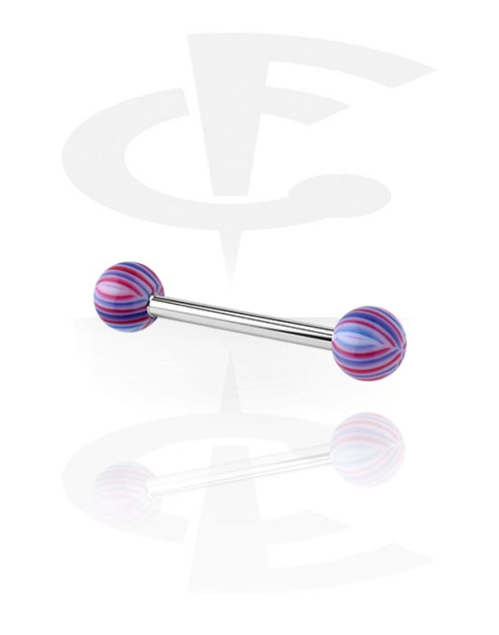 Barbellit, Barbell with Multistriped Beach Balls, Surgical Steel 316L, Acryl