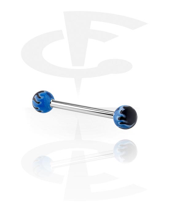 Lige stave, Barbell with Painted Balls, Surgical Steel 316L, Acryl