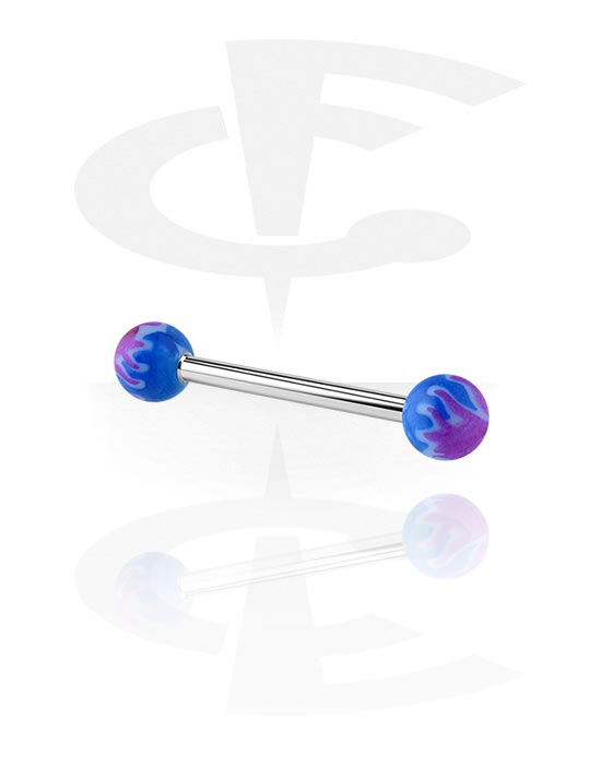 Lige stave, Barbell with Painted Balls, Surgical Steel 316L, Acryl