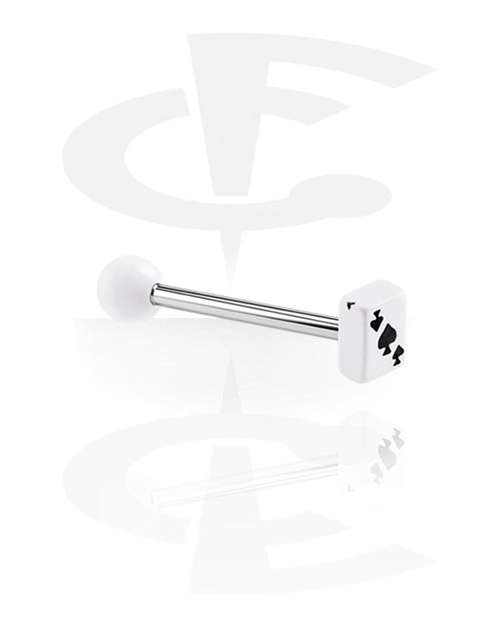 Šipkice, Barbell with Playing Card "Spades", Surgical Steel 316L, Acryl