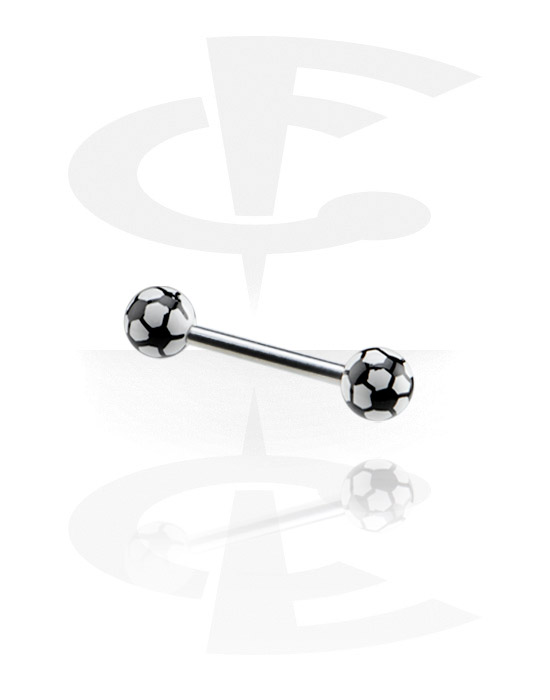 Šipkice, Barbell with "Soccer"-Balls, Surgical Steel 316L, Acryl