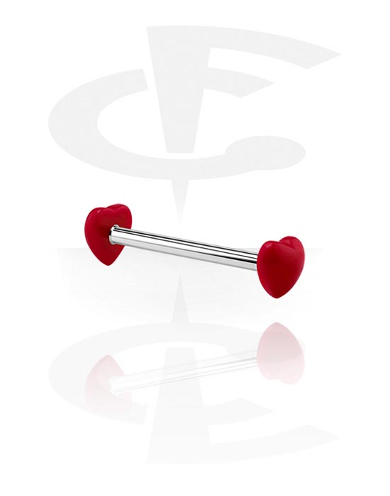 Barbells, Barbell with heart attachment, Surgical Steel 316L, Acrylic
