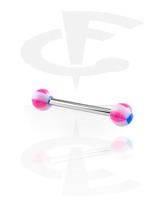 Lige stave, Barbell with Checker Balls, Surgical Steel 316L, Acryl