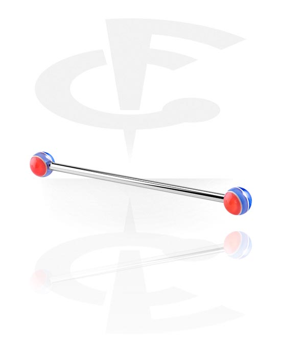 Lige stave, Barbell with Layer Balls, Surgical Steel 316L, Acryl