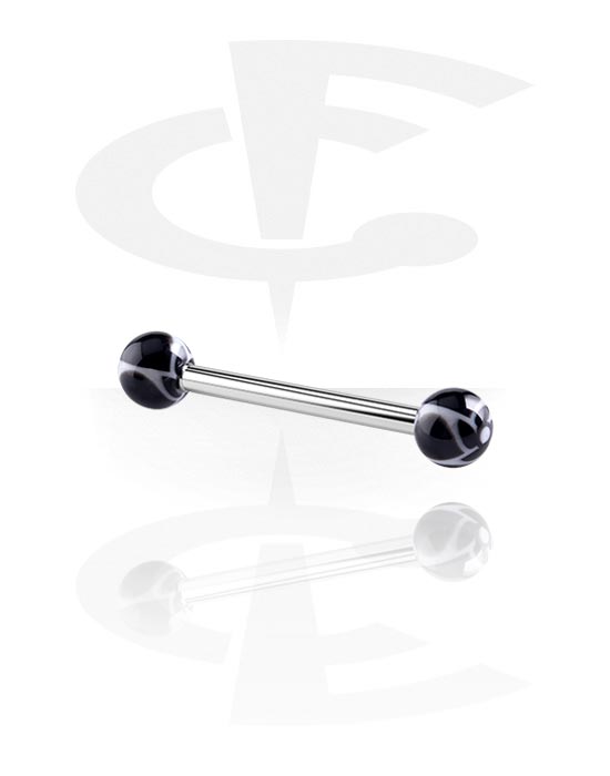 Sztangi, Barbell with New Twister Flower Balls, Surgical Steel 316L, Acryl