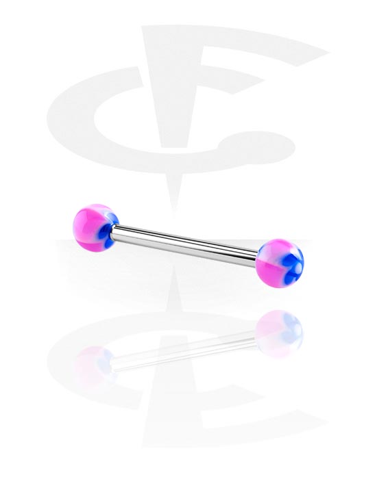 Sztangi, Barbell with New Twister Flower Balls, Surgical Steel 316L, Acryl
