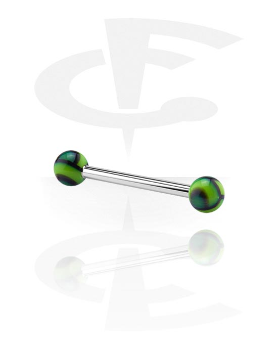 Barbells, Barbell (surgical steel, silver, shiny finish) with acrylic balls, Surgical Steel 316L, Acrylic