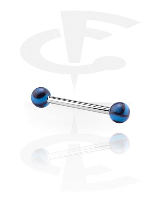 Barbells, Barbell (surgical steel, silver, shiny finish) med acrylic balls, Kirurgiskt stål 316L, Akryl