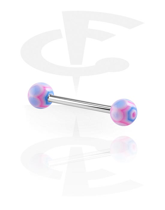 Lige stave, Barbell with Web Balls, Surgical Steel 316L, Acryl