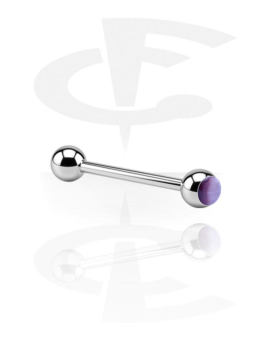 Barbeller, Barbell with Cat Eye Balls, Surgical Steel 316L
