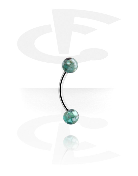 Curved Barbells, Banana with mosaic balls, Surgical Steel 316L