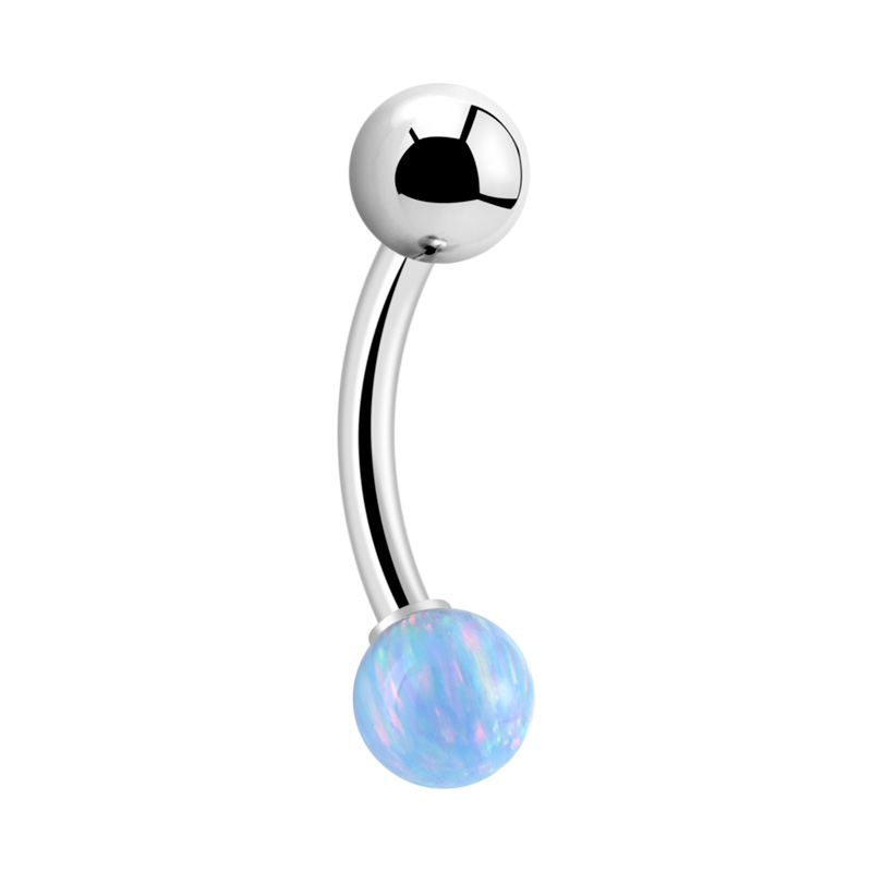 Piercing pour le nombril (acier chirurgical, argent, finition brillante) avec opale synthétique Acier chirurgical 316L / Opale synthétique Bananes