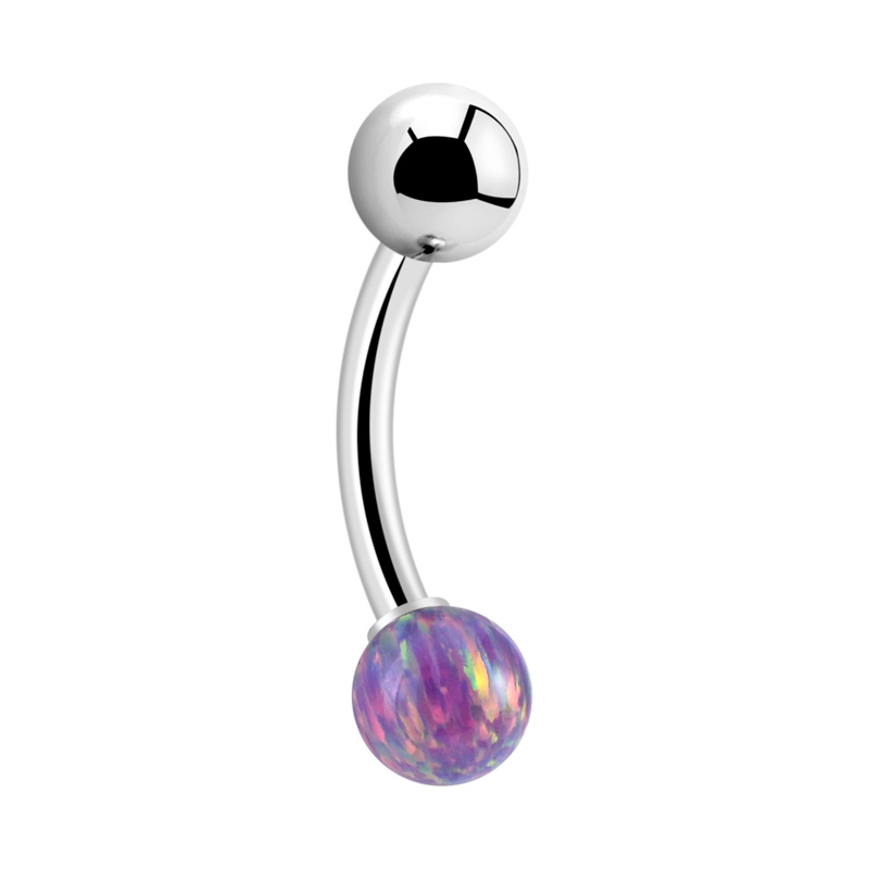 Piercing pour le nombril (acier chirurgical, argent, finition brillante) avec opale synthétique Acier chirurgical 316L / Opale synthétique Bananes