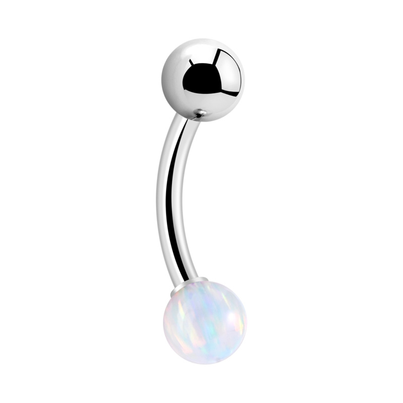 Piercing pour le nombril (acier chirurgical, argent, finition brillante) avec opale synthétique Acier chirurgical 316L / Opale synthétique Bananes