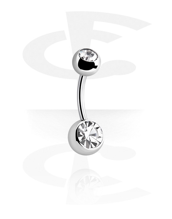 Bananer, Belly button ring (surgical steel, silver, shiny finish) med kristallstenar, Kirurgiskt stål 316L