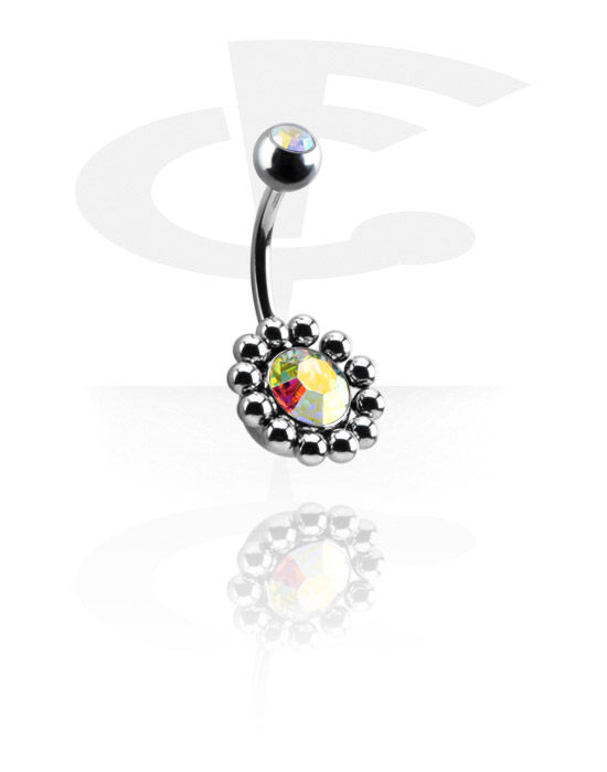Curved Barbells, Double Jeweled Flower Banana, Chirurgisch Staal 316L