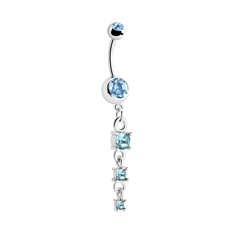 Piercing pour le nombril (acier chirurgical, argent, finition brillante) avec pendentif et pierres en cristal Acier chirurgical 316L/Laiton plaqué Bananes