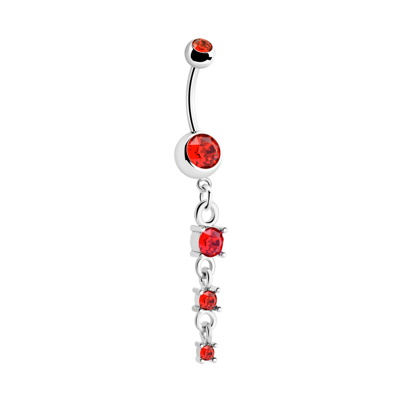 Piercing pour le nombril (acier chirurgical, argent, finition brillante) avec pendentif et pierres en cristal Acier chirurgical 316L/Laiton plaqué Bananes