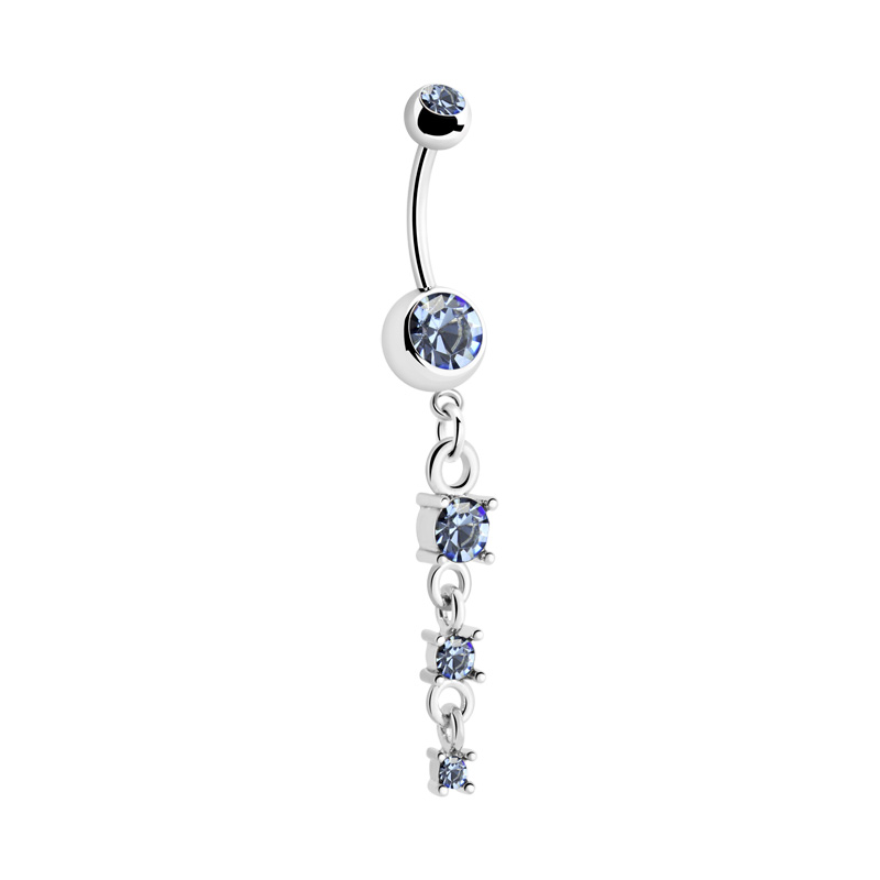 Piercing pour le nombril (acier chirurgical, argent, finition brillante) avec pendentif et pierres en cristal Acier chirurgical 316L/Laiton plaqué Bananes
