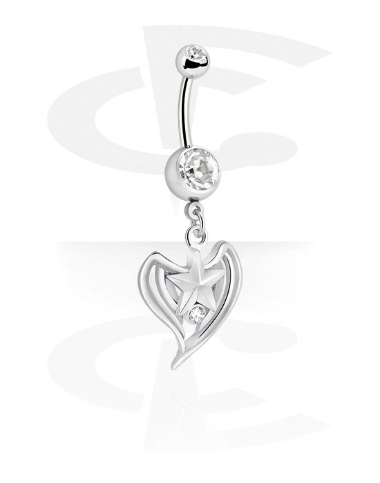 Belly button ring (surgical steel, silver, shiny finish) with star