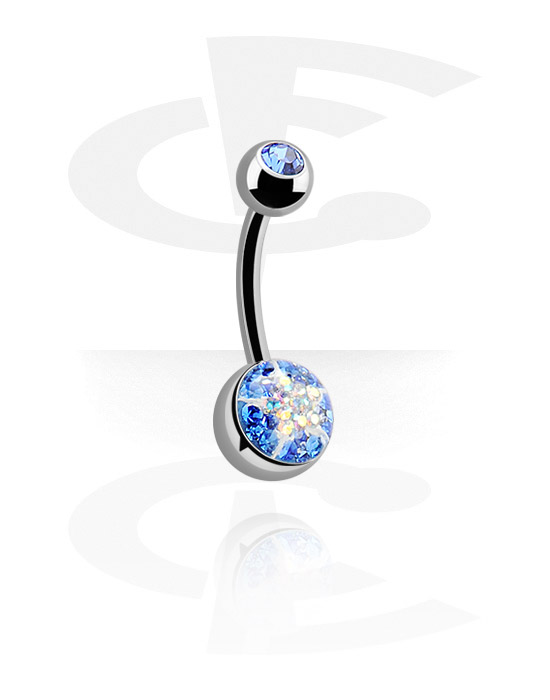 Curved Barbells, Crystaline Star Double Jeweled Navel Banana, Surgical Steel 316L