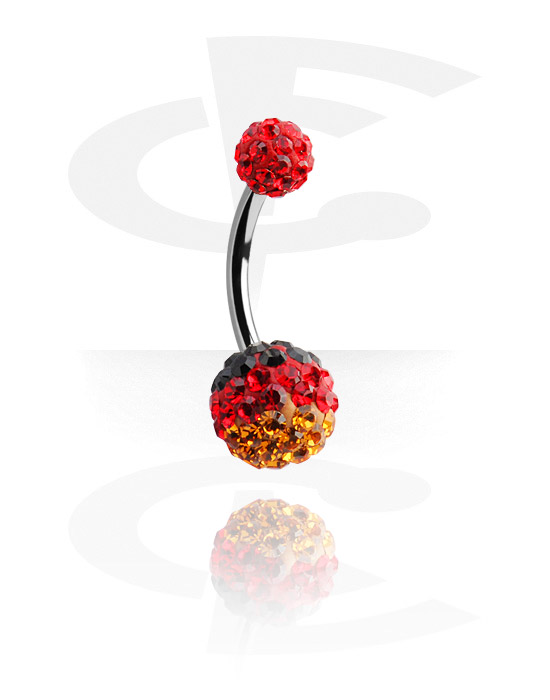 Curved Barbells, Crystaline Double Jeweled Navel Banana, Chirurgisch Staal 316L
