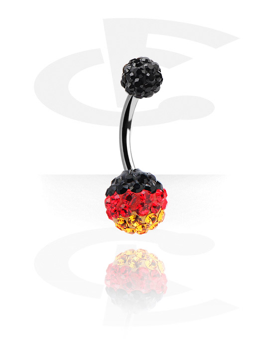 Curved Barbells, Crystaline Double Jeweled Navel Banana, Chirurgisch Staal 316L