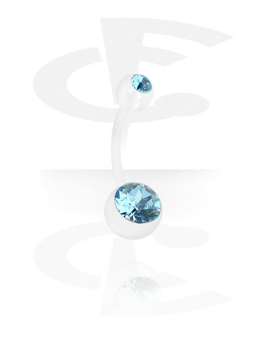 Zaobljene šipkice, Prsten za pupak (akril, razne boje) s kristalnim kamenjem, Akril
