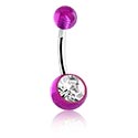 Ívelt barbellek, Belly button ring (surgical steel, silver, shiny finish) val vel acrylic balls és Kristálykő, Sebészeti acél, 316L, Akril