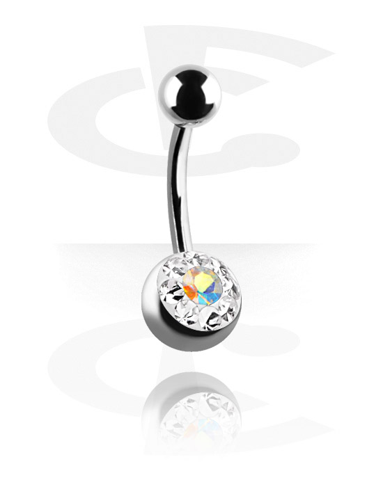 Curved Barbells, Crystaline Jeweled Navel Banana, Chirurgisch Staal 316L