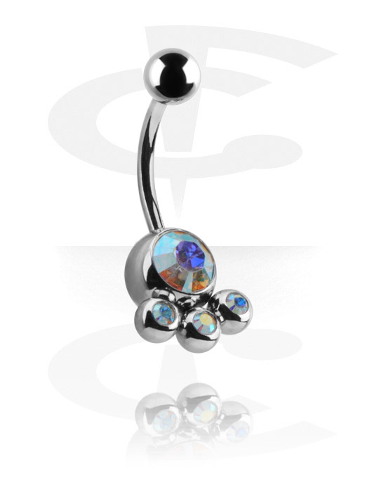 Curved Barbells, Multi Jeweled Banana, Surgical Steel 316L