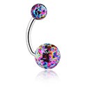 Ívelt barbellek, Belly button clicker (surgical steel, silver, shiny finish) val vel acrylic balls, Sebészeti acél, 316L, Akril