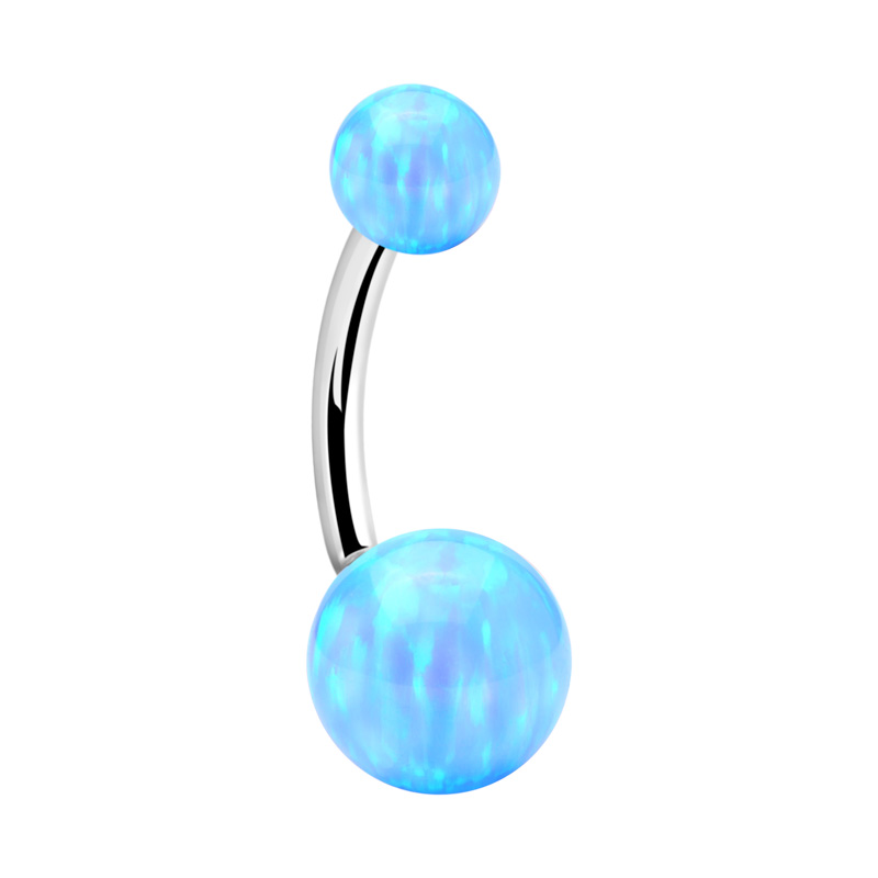 Piercing pour le nombril (acier chirurgical, argent, finition brillante) avec opale synthétique Acier chirurgical 316L / Opale synthétique Bananes